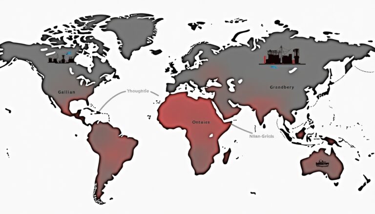 World map with fictional regions: Gallian, Ontaies, Grandbery, Thoughtie, and Nilan-Grids.