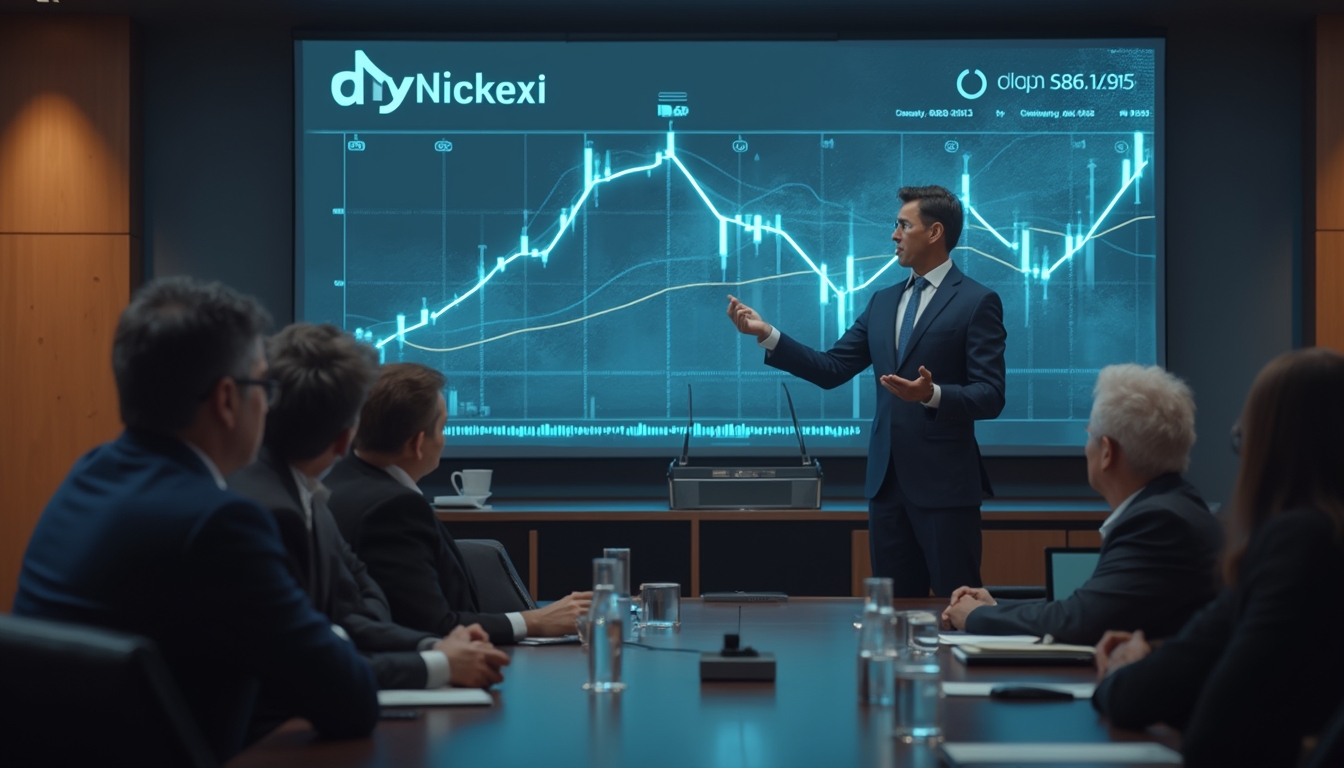 Businessman presents stock charts to a boardroom meeting.