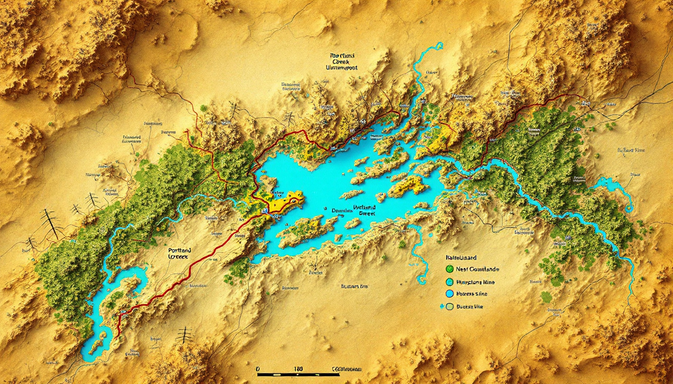 Infini Resources Ltd-I88-Fantasy map with detailed terrain, rivers, and labeled locations, including forests and mountains.