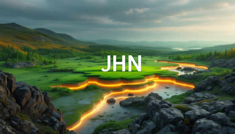 John's Company LTD-JHN-Lush green landscape with glowing orange outlines and text "JHN" on top.