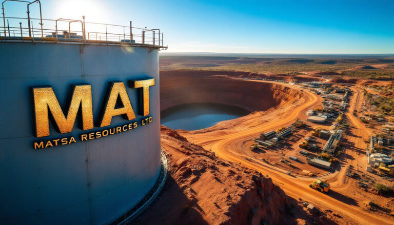 Matsa Resources Ltd-MAT-MATSA Resources Ltd tank overlooking a mining site with equipment and an open pit under a clear sky.