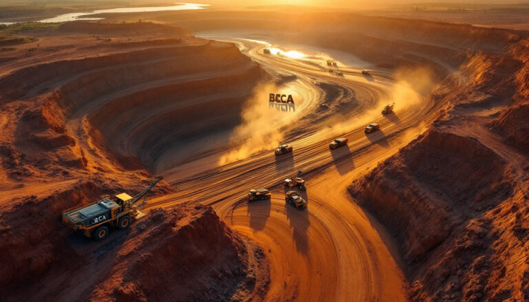 Black Canyon Ltd-BCA-Aerial view of a dirt construction site with heavy machinery and dust trails at sunset.