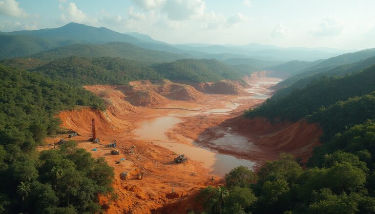 Aerial view of Brazilian mining expansion.