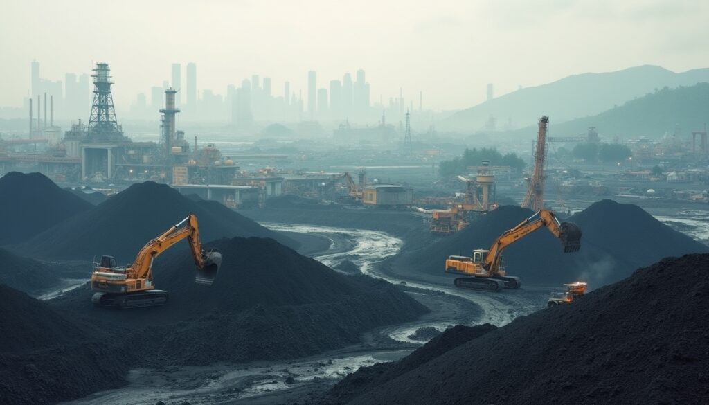 Coal mining scene, impacting Glencore cuts.