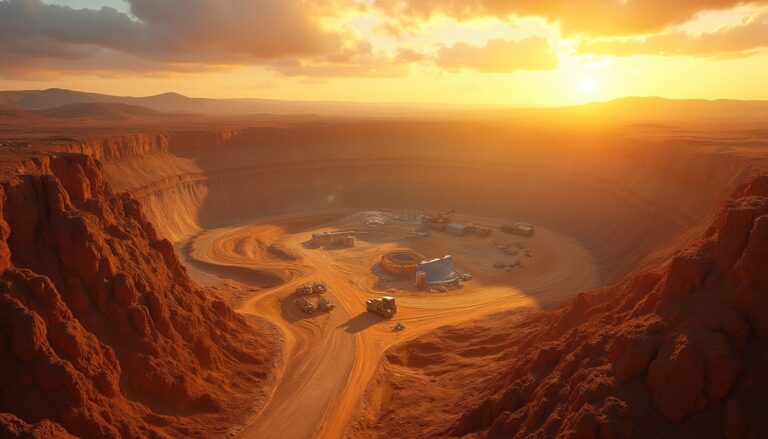 Stunning mining site at sunset landscape.