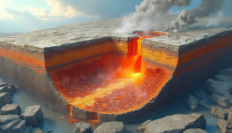 Cross-section of porphyry and epithermal mineral deposits.