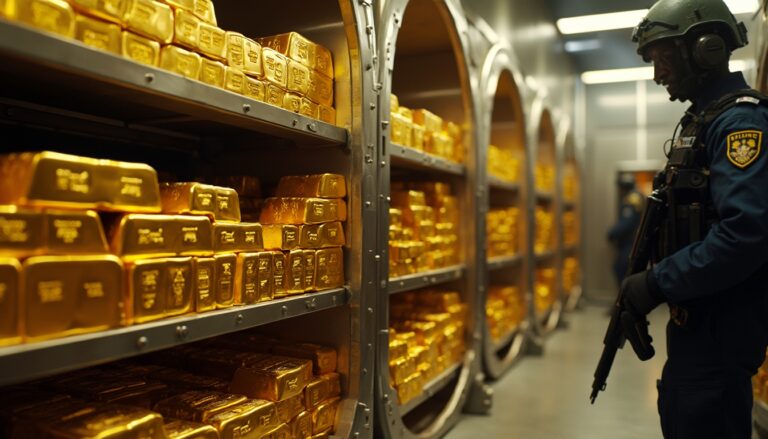 Security in vault for U.S. gold audit.