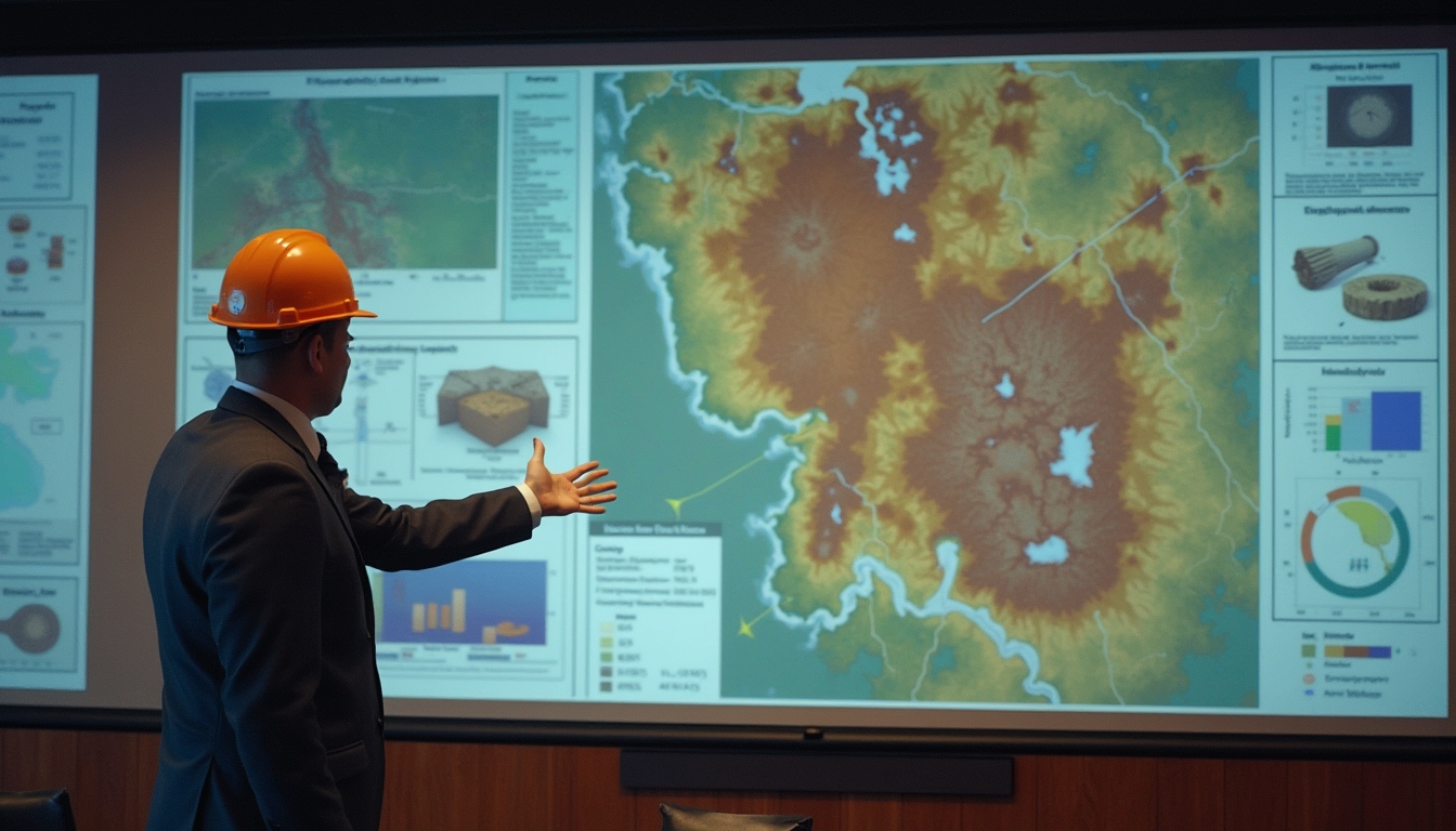 Project presentation with geographical map display.