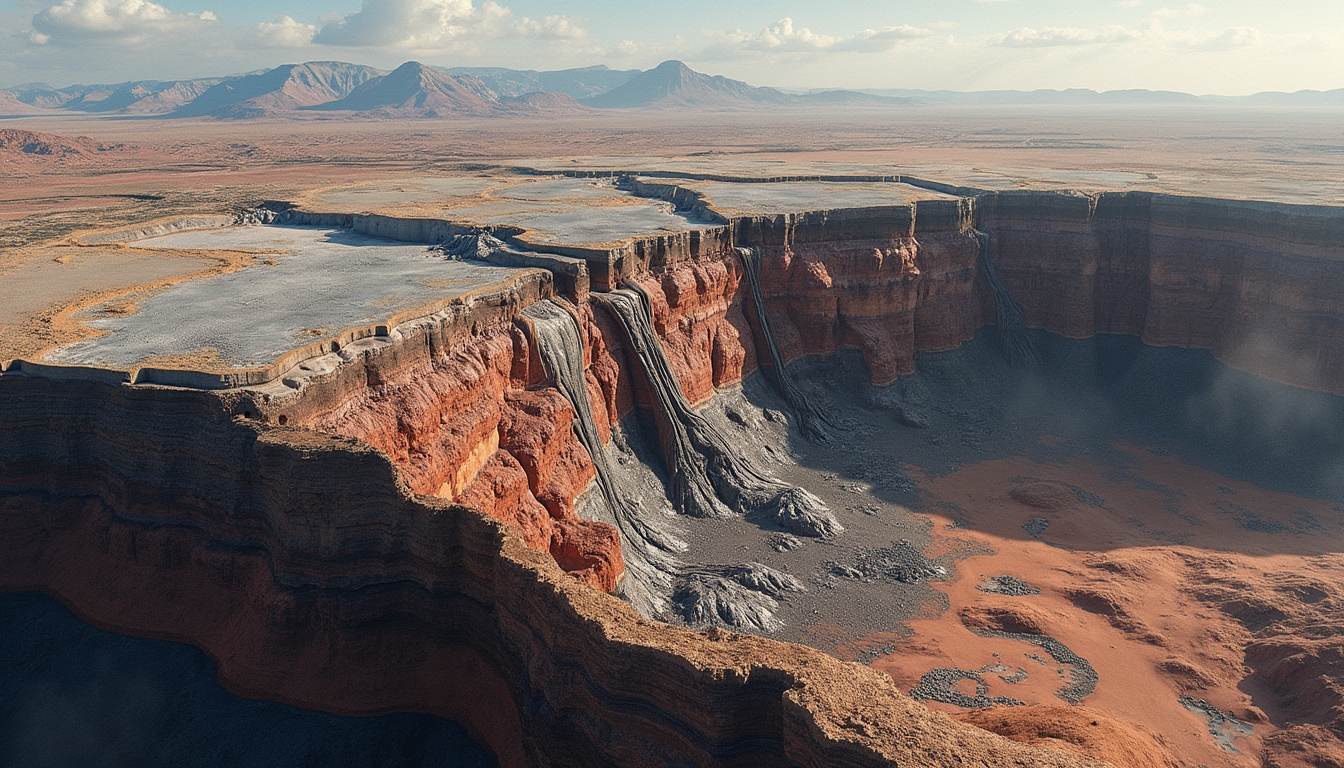 Aerial view of geological formations.