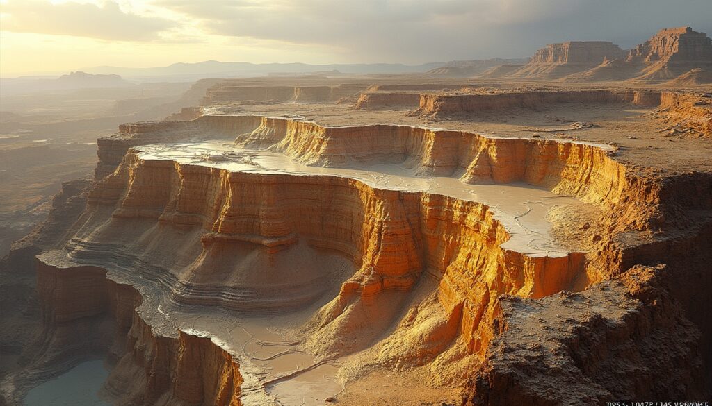 Eroded canyon illustrating gold deposition.