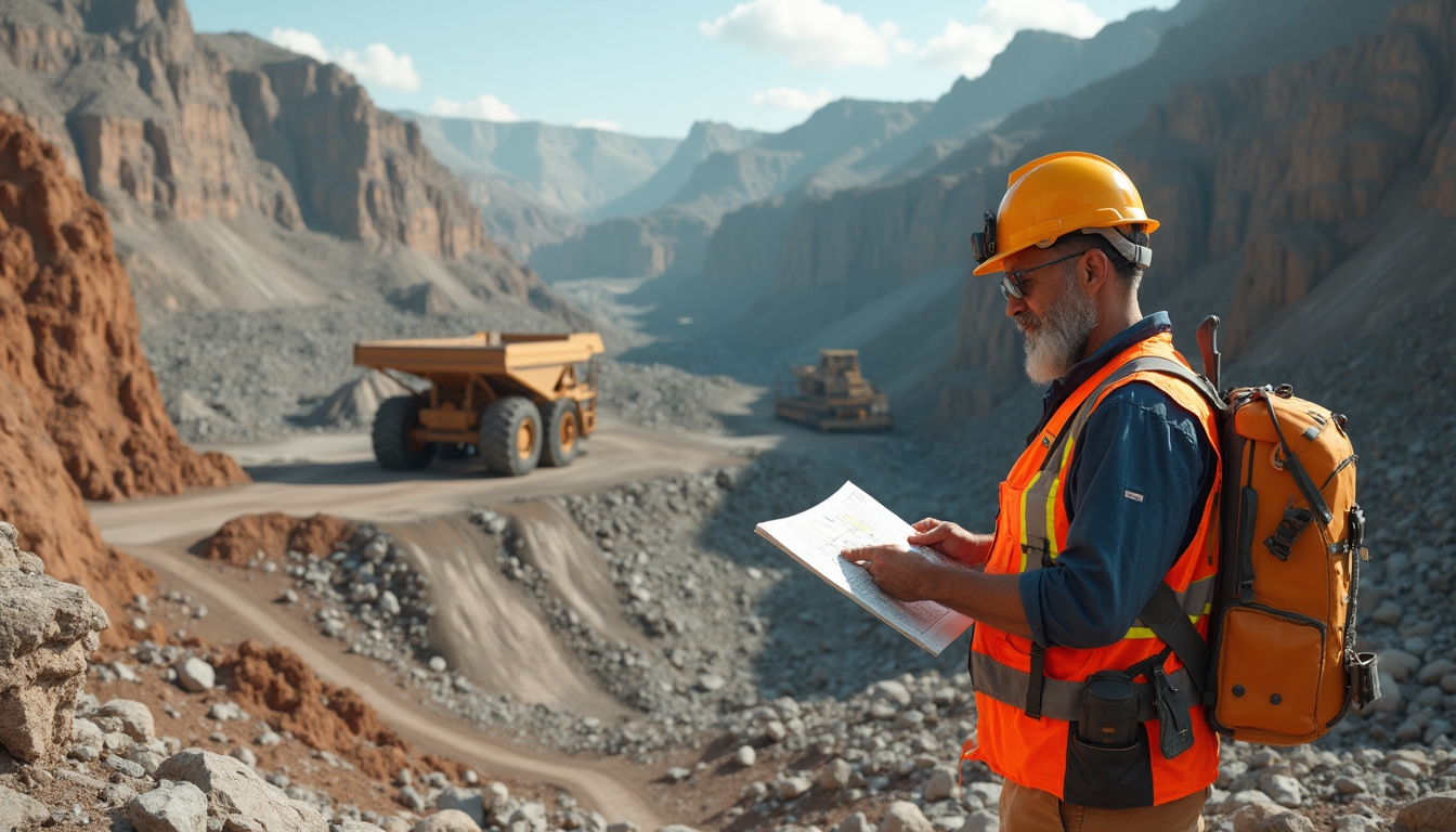 Geologist analyzing mining site geology.