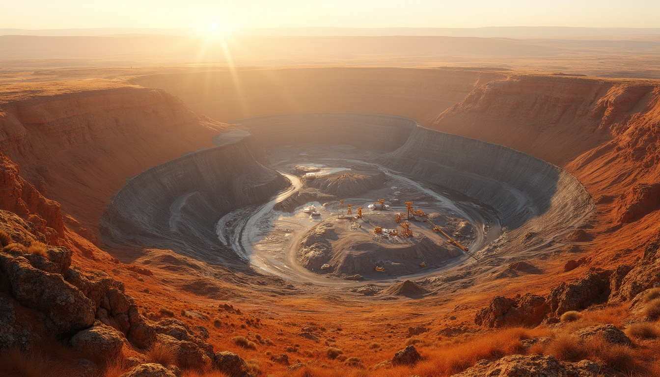 Sunlit open-pit mine at Goschen site.