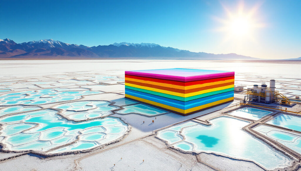 Colorful cube by American Salars lithium project.