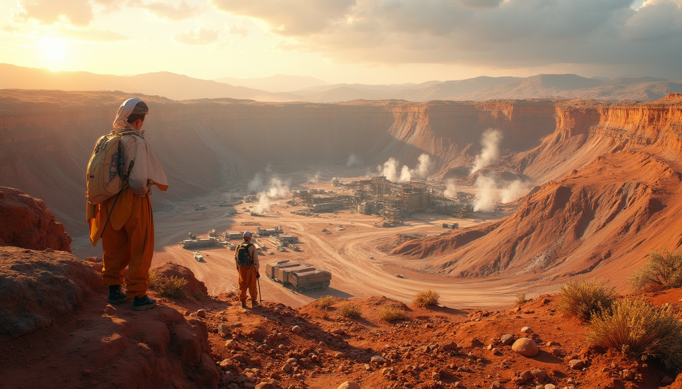 Botswana mining site at sunset.