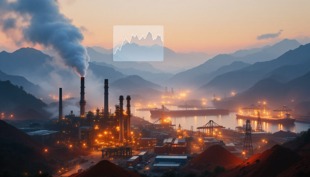 Industrial landscape representing China's steel and iron ore market 2025.