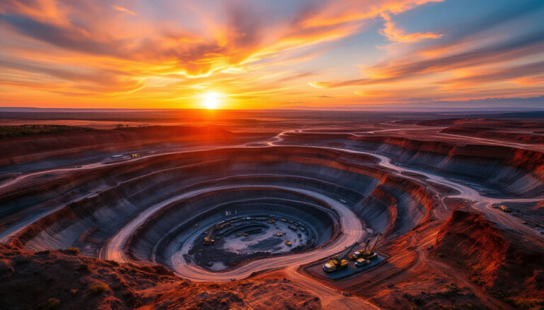 Delta Lithium Ltd-DLI-Copper mine at sunset with machinery.