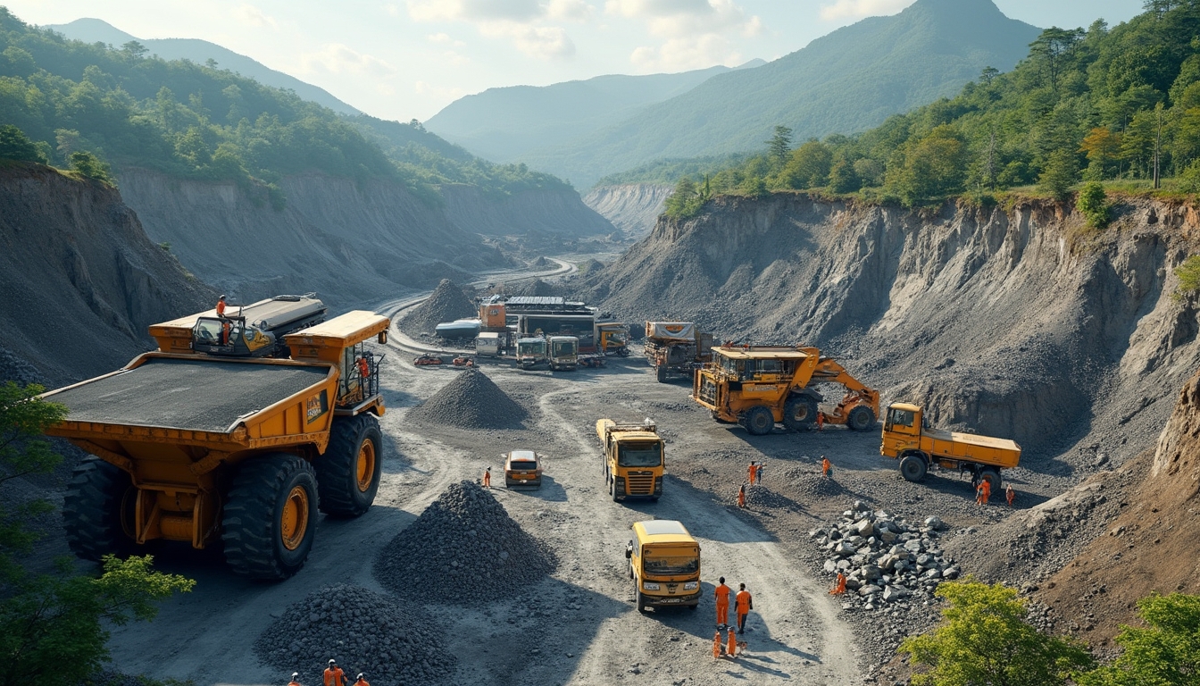 Mining trucks at Epanko site.