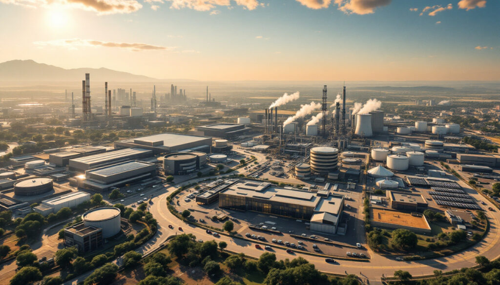 Gauteng SEZs industrial landscape with factories.