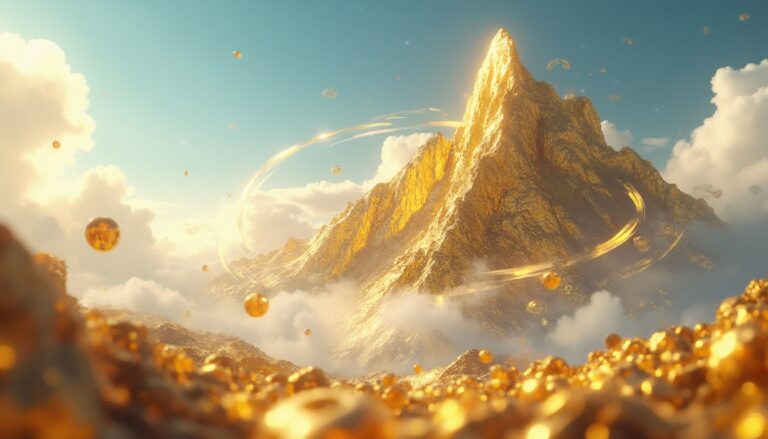 Gold rebounds depicted as mountain peak.