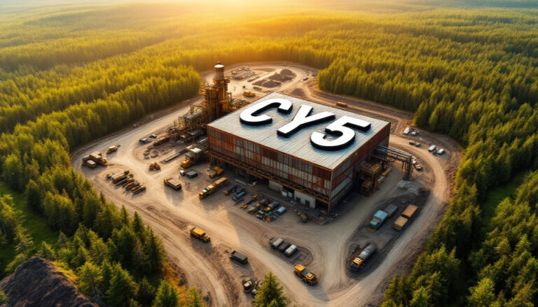 CYGNUS Metals Ltd-CY5-Industrial facility with CY5 signage surrounded by forest.