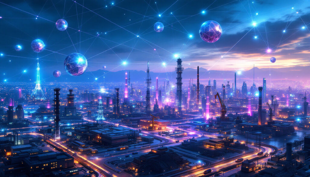 Futuristic cityscape illustrating 5G-A networks.