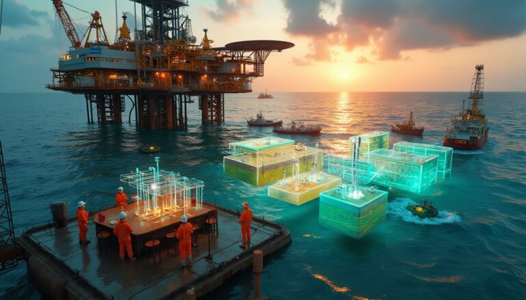 Offshore drilling plan strategies visualization.