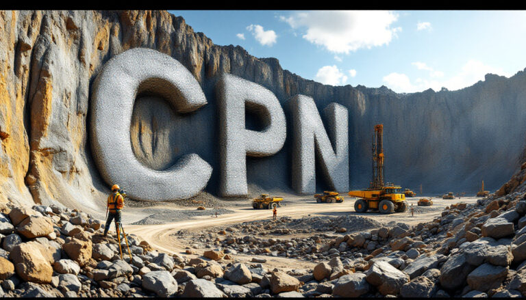 Caspin Resources Ltd-CPN-CPN letters carved into rocky mountain.