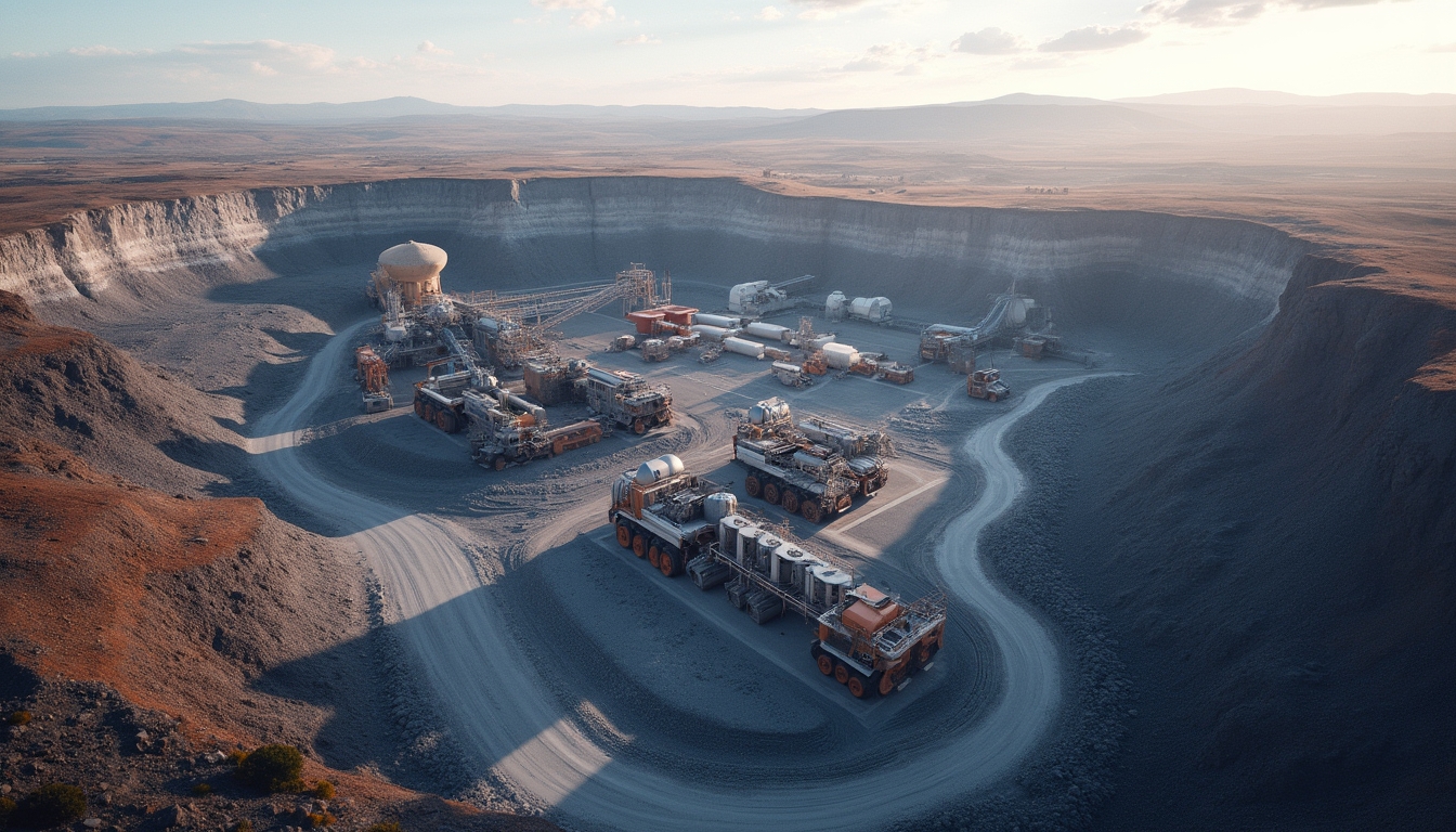 Mining trucks at South Australian graphite hub.