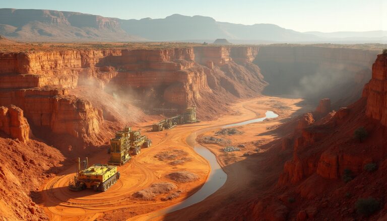 Desert mining site illustrating 2025 challenges.