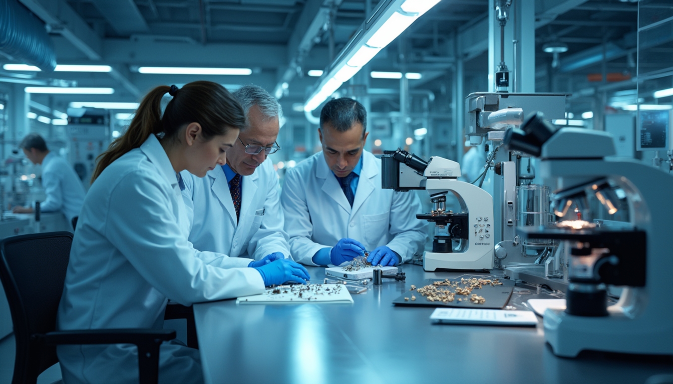 Scientists analyzing manganese oxide samples Johannesburg.