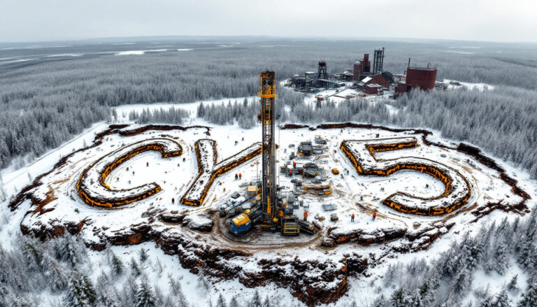CYGNUS Metals Ltd-CY5-Oil rig in snowy forest landscape.