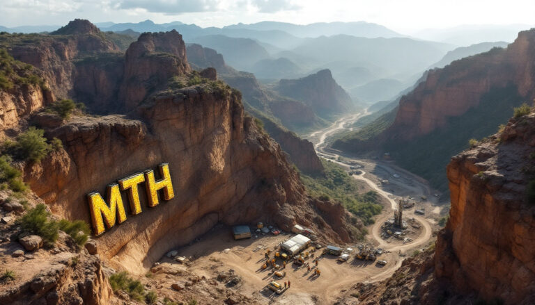 Mithril Silver and Gold Ltd-MTH-MTH canyon mining site with machinery.