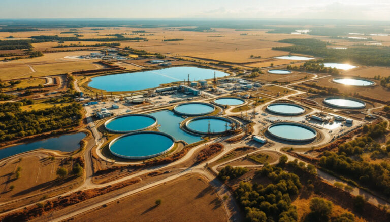 Pantera Lithium Ltd-PFE-Water treatment facility amidst vast fields.