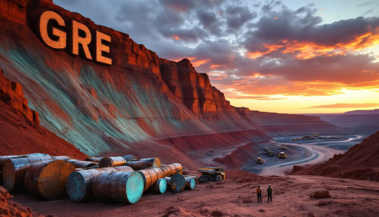 Greentech Metals Ltd-GRE-GRE letters carved in canyon landscape.
