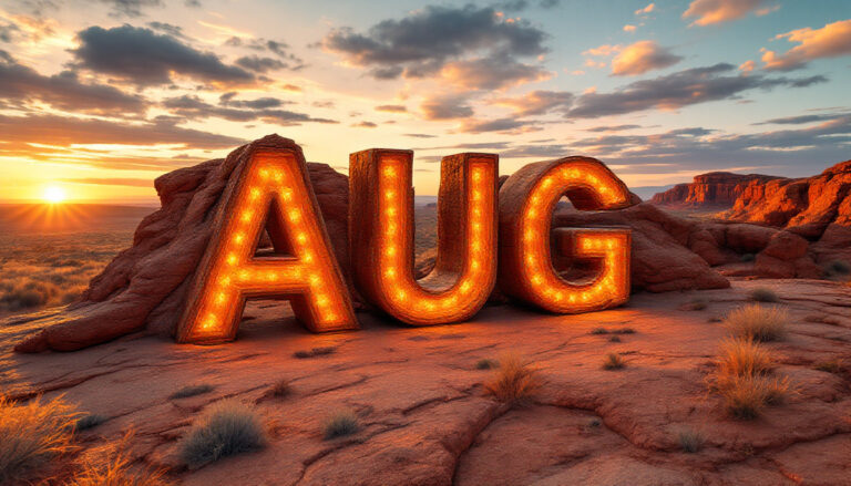 Augustus Minerals Ltd-AUG-"August sunset illuminates glowing desert letters."