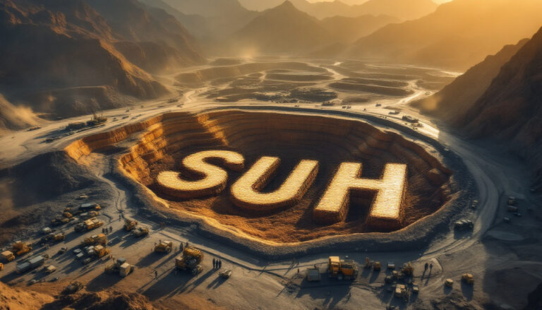 Southern Hemisphere Mining Ltd-SUH-Massive letters "SUH" in quarry.
