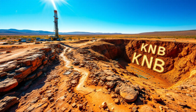 Koonenberry Gold Ltd-KNB-KNB drilling site in rocky landscape.