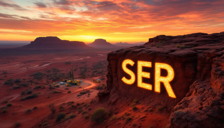 Strategic Energy Resources Ltd-SER-SER logo in desert sunset landscape.