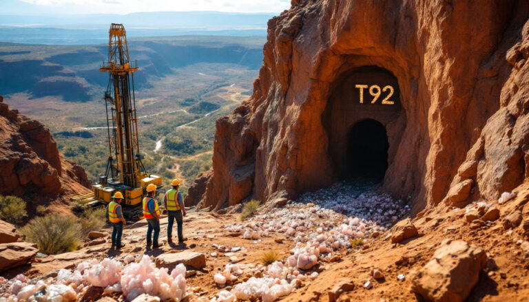 Terra Uranium Ltd-T92-Mining entrance T92 with workers observing.