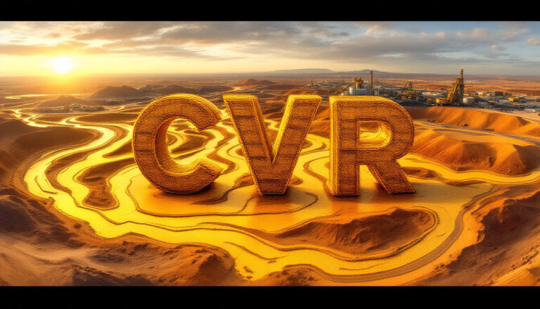 Cavalier Resources Ltd-CVR-CVR letters in a desert landscape.