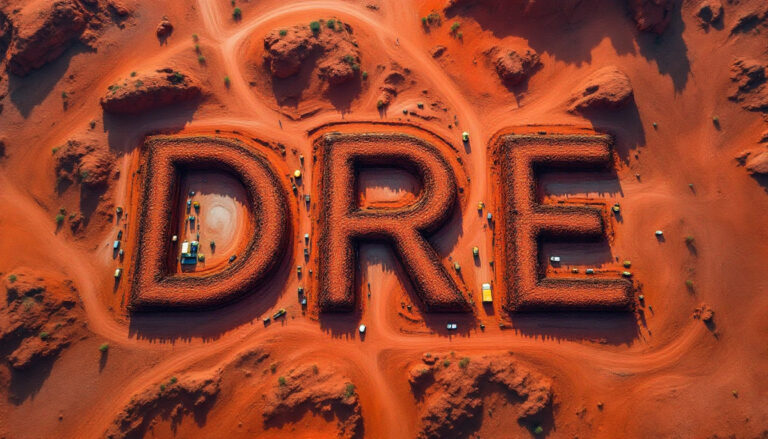 Dreadnought Resources Ltd-DRE-Dreamscape: giant letters in desert terrain.