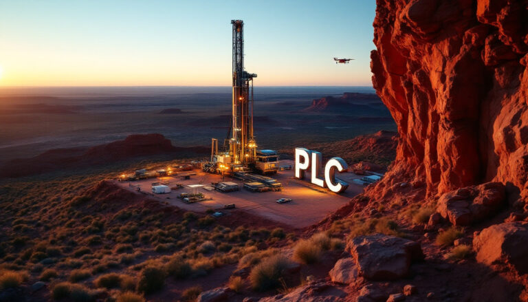 PREMIER1 Lithium Ltd-PLC-PLC drilling site at sunset.