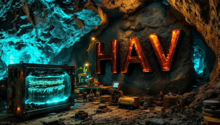 Havilah Resources Ltd-HAV-HAV equipment in glowing underground cave.