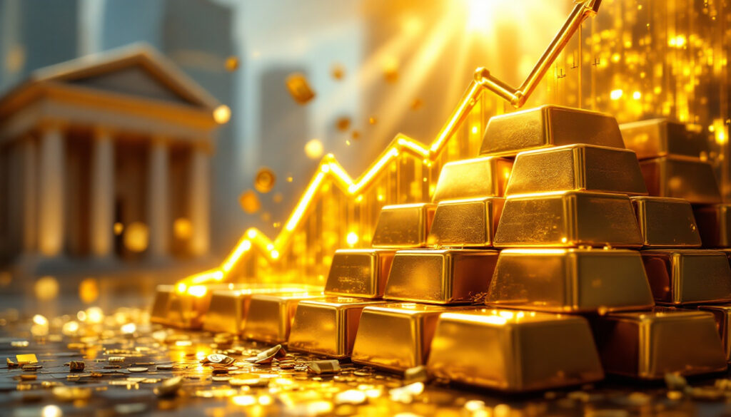 Gold bars symbolize new gold standard.