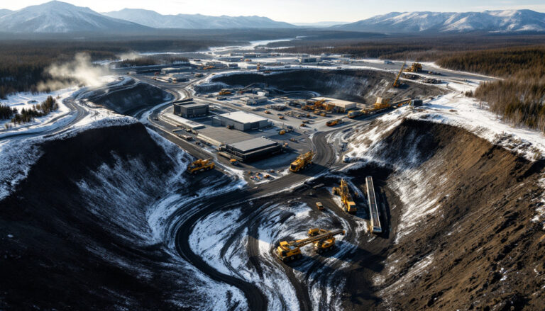 Metals Australia Ltd-MLS-Mining operation in snowy mountainous landscape.