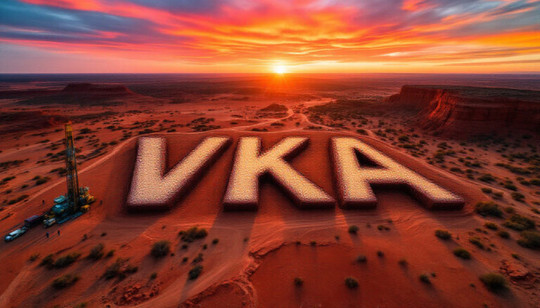 Viking Mines Ltd-VKA-VKA sculpture in vibrant desert sunset.