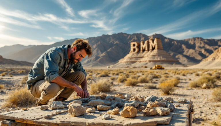 Bayan Mining and Minerals Ltd-BMM-BMM exploration scene in desert landscape.