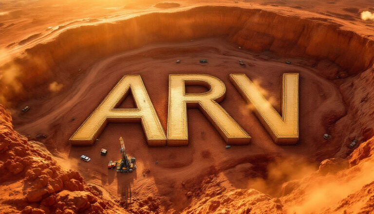 Artemis Resources Ltd-ARV-ARV letters in a desert landscape.