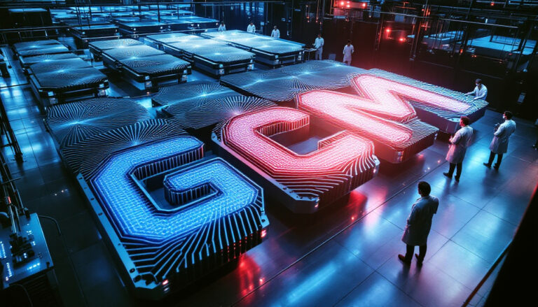 Green Critical Minerals Ltd-GCM-GCM letters illuminate futuristic laboratory floor.