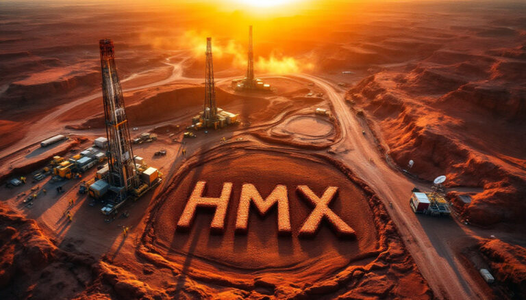Hammer Metals Ltd-HMX-HMX drilling site at sunset landscape.